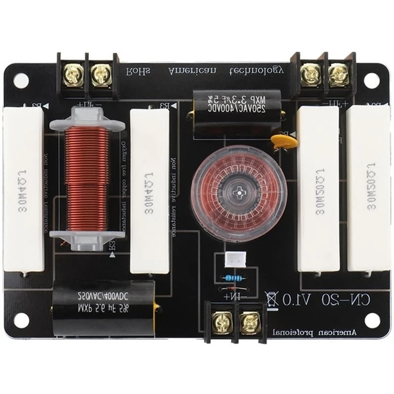 B04B-CN-20 2 Way Speaker Crossover 450W 3000Hz Low-Treble For 8-12 Inch Speakers 25-44Mm Tweeter