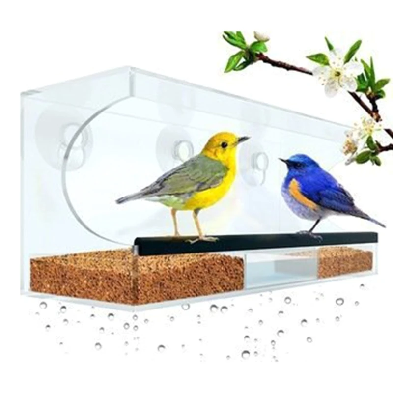 

Acrylic Bird Feeder for Window Clear Bird Feeders Treat Feeding Dispenser House
