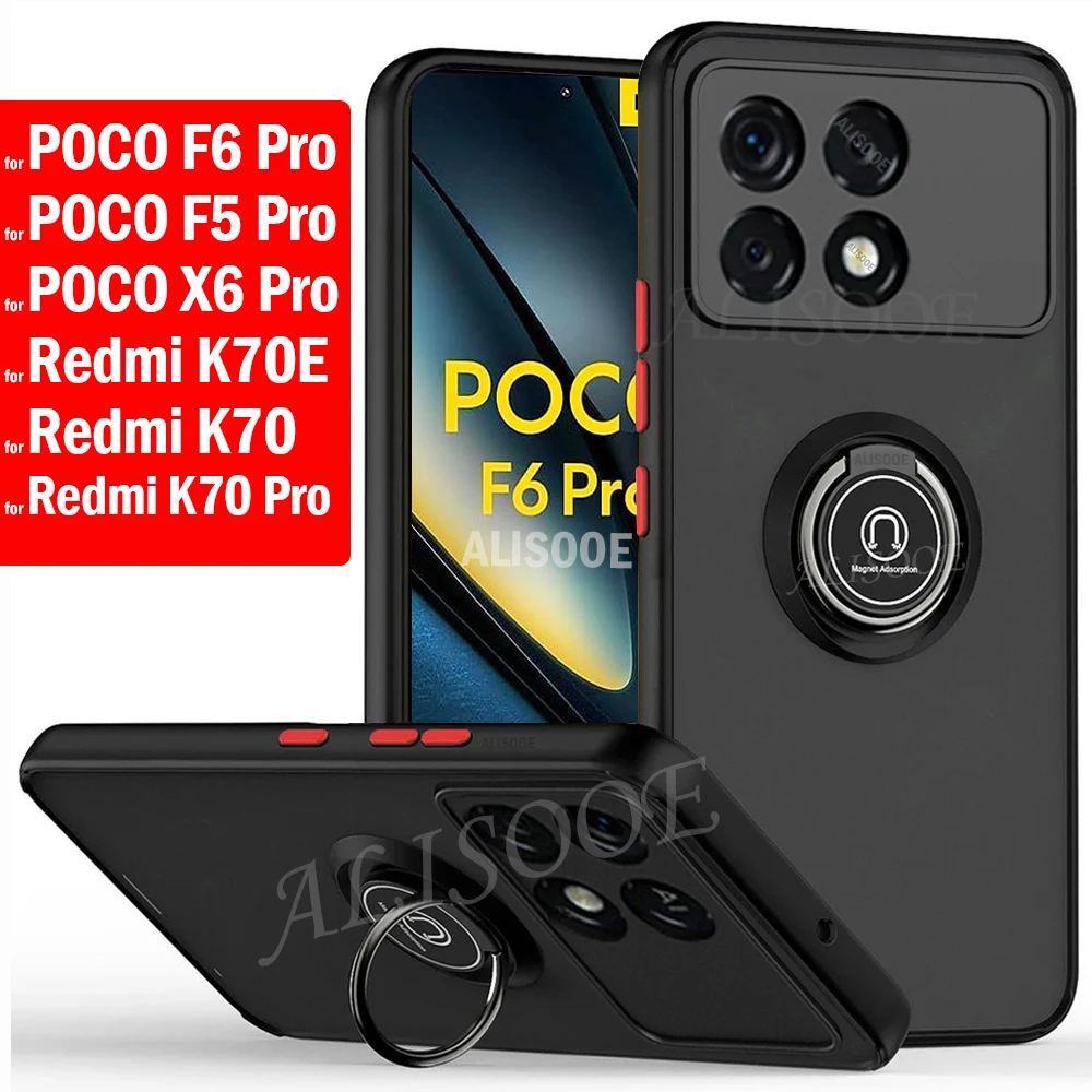 Funda for POCO F6 Pro F5 X6 Pro Case Armor Holder Magnetic Ring Stand Protective Cover for Xiaomi Redmi K70E K70 Case