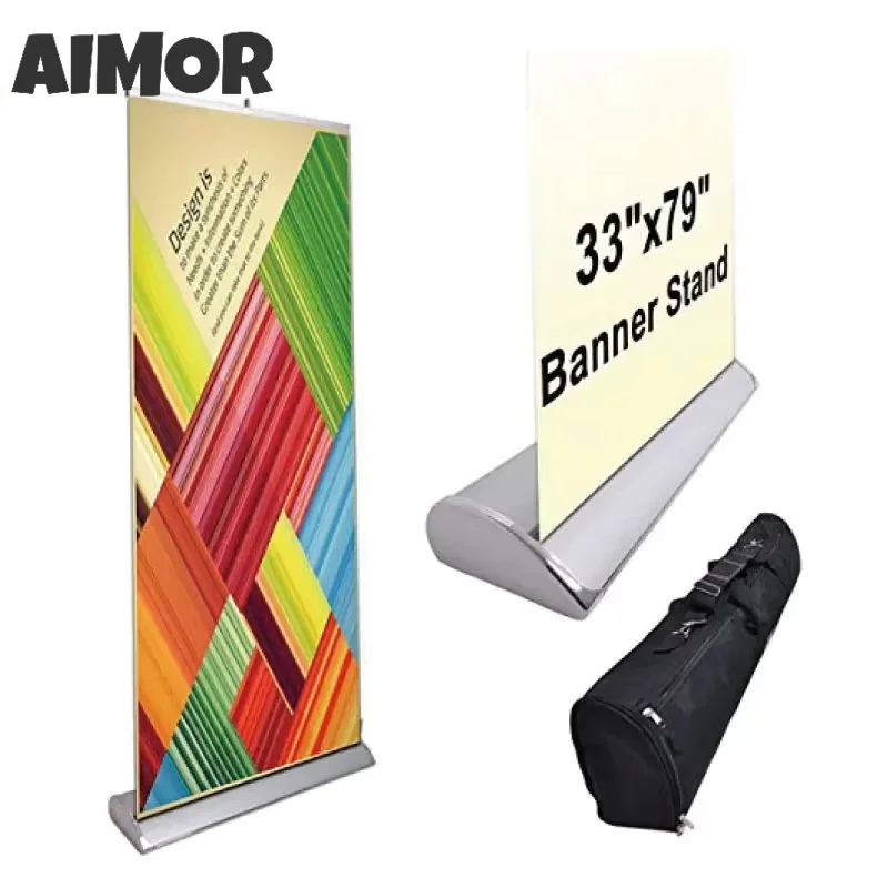 AIMOR Custom Telescopic Door Display Stand Activities Banner Decoration Advertising HD Printing 80x200cm Easy Roll