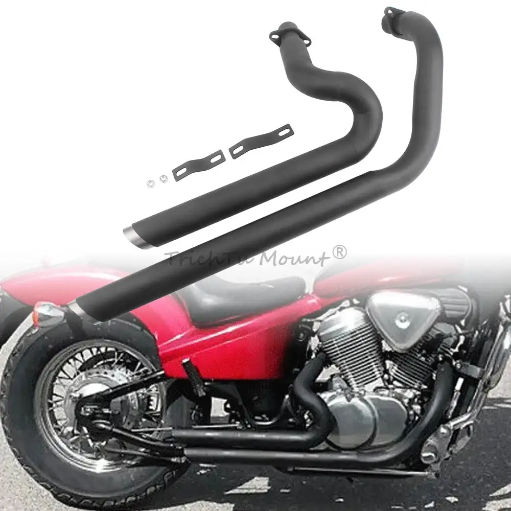 Motorcycle Duals Exhaust Pipe With Muffler Removable Silencer For Honda Shadow VLX600 VLX400 VT600C VT600CD Deluxe VT400 1988-08