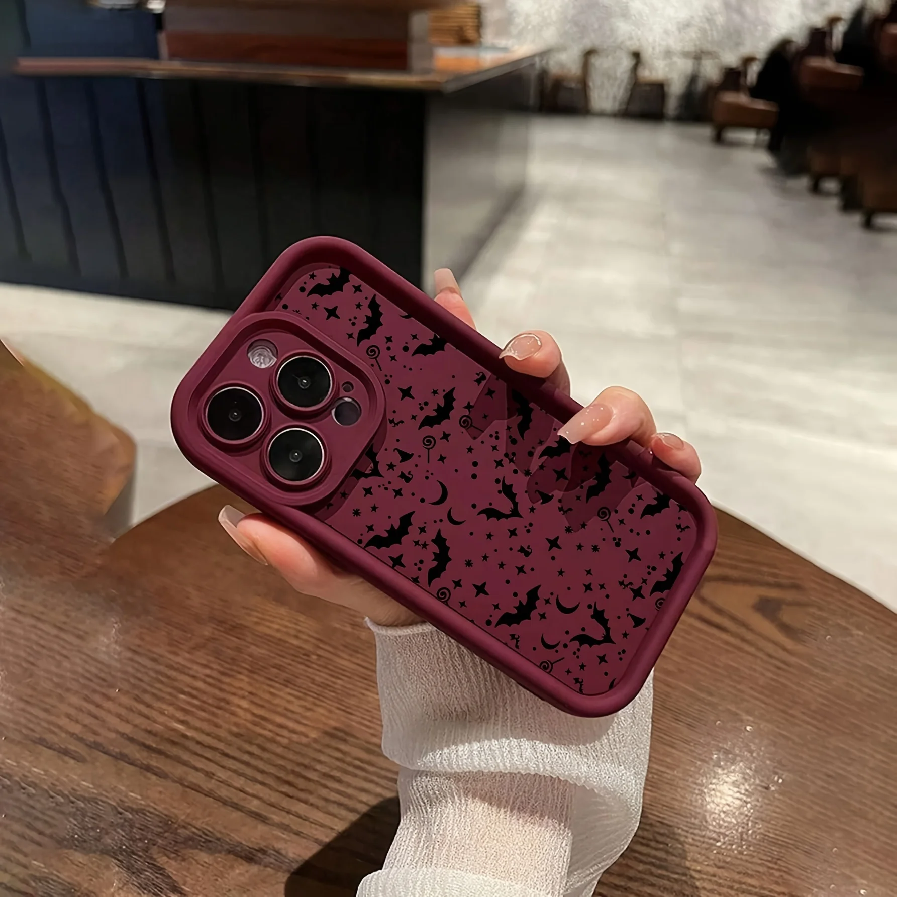 Чехол с рисунком летучих мышей, звезд и луной для создания загадочной атмосферы, подходит для iPhone от 17 до 11 Pro Max Plus.