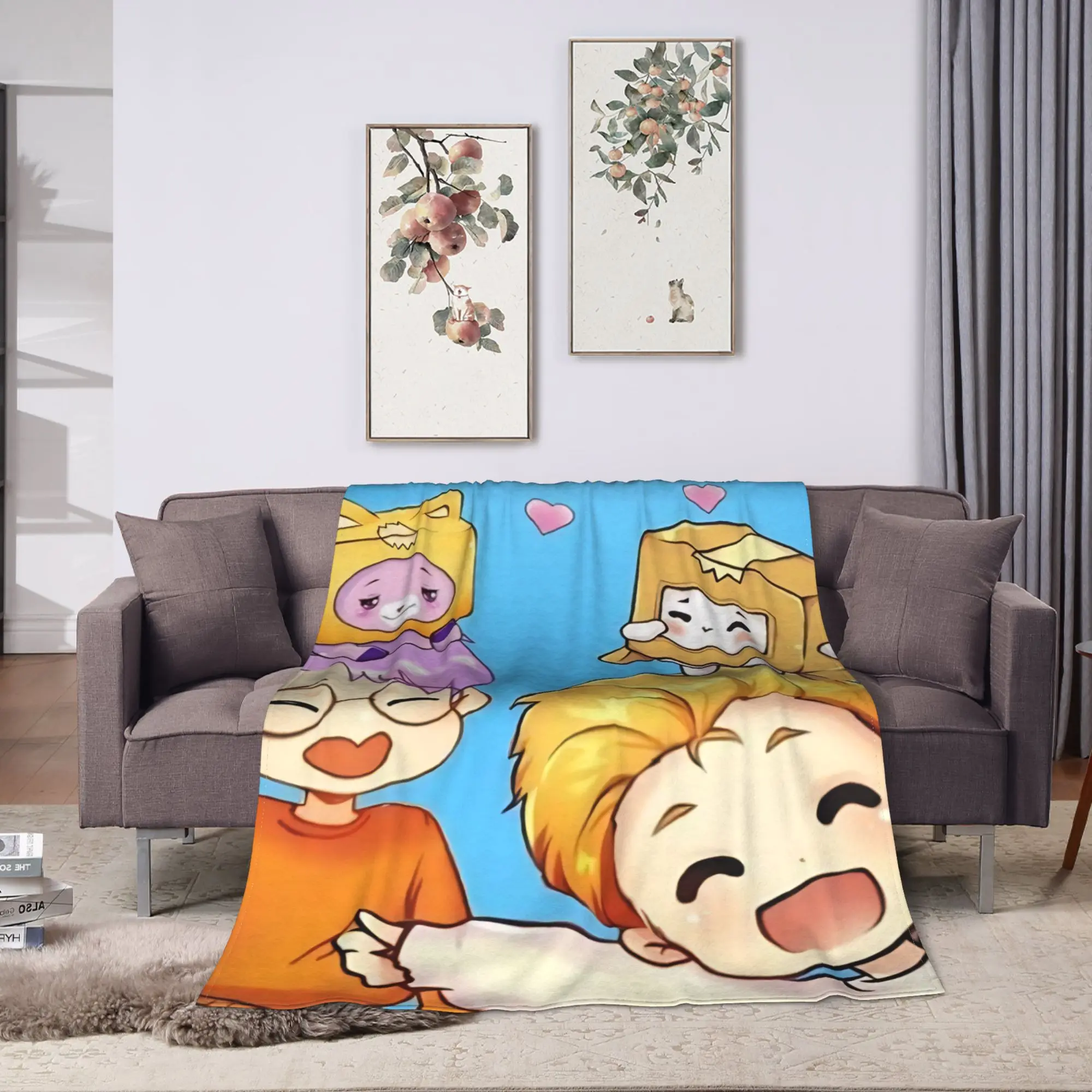 Foxy Boxy and Rocky Lankybox Flannel Blankets  Super Soft Throw Blanket for Couch Bed Picnic Fluffy Bedspread Sofa Bed Cover