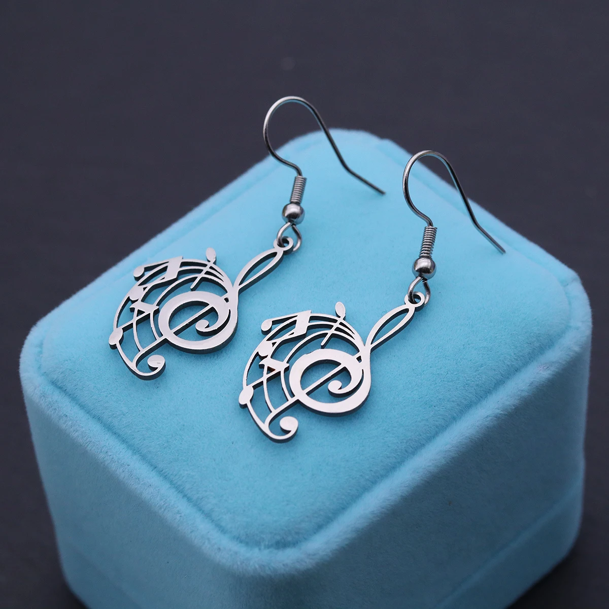 

Stainless Steel Openwork Music Note Earrings Women's Long Fashion Earrings Top Choice for Birthday Gifts