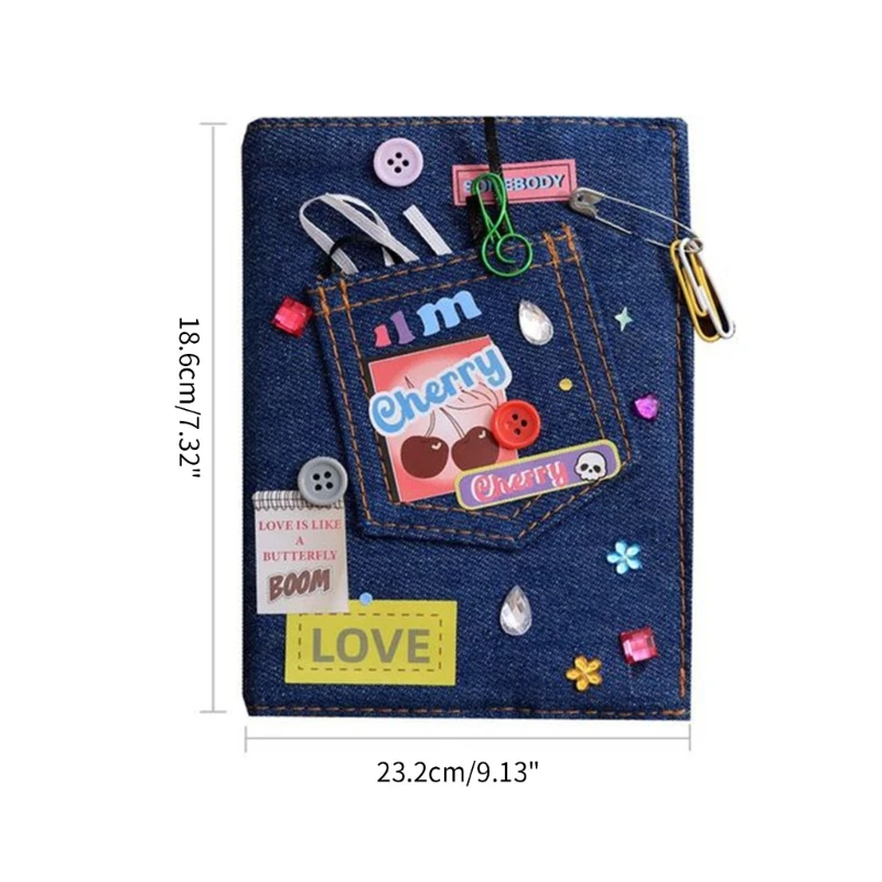 Kits Antigos de Livro-Razão com Material DIY, Tecido Denims Notebook, Clássico, Médio, Retro