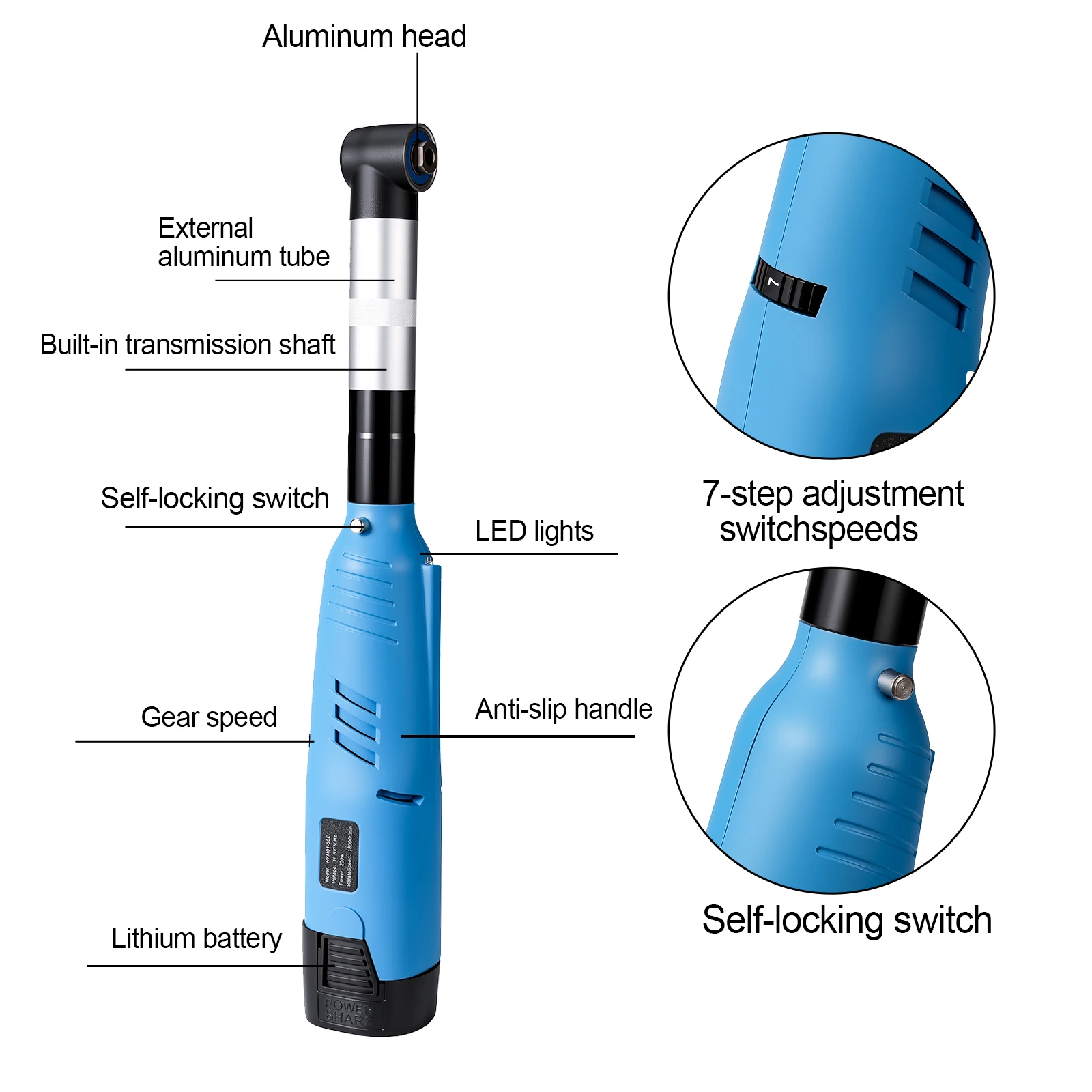 90 ° Keramikfliesen-Schönheitsbearbeitungswerkzeug 200W Elektrischer Geradschleifer 7 Variable Geschwindigkeiten Reinigungsmaschine Schleifer Polierer – Detail 9