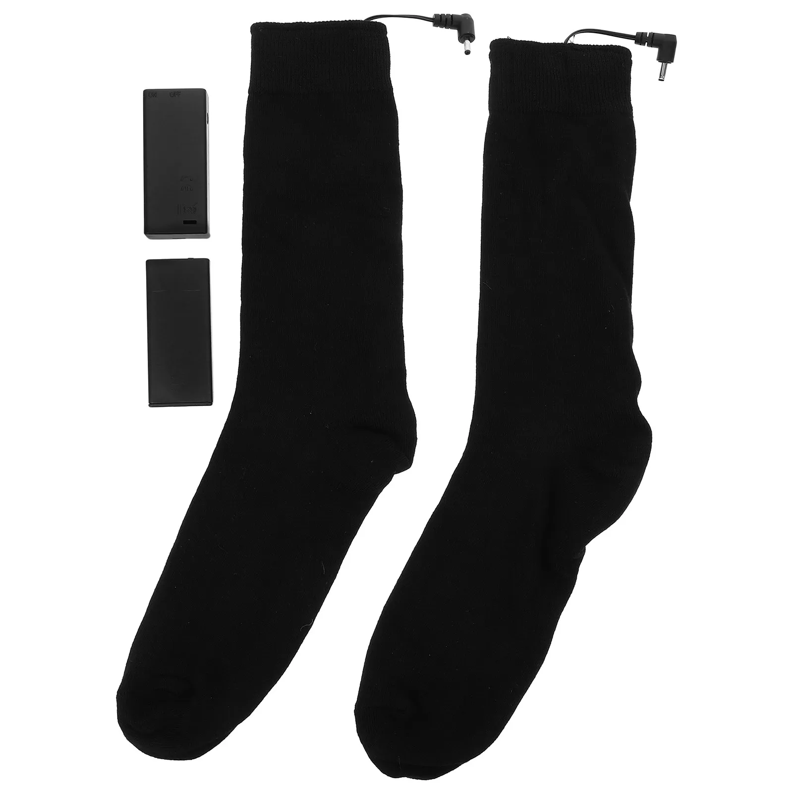 

Pair Heated Electric Knee High Thermal Socks Battery Operated Winter Warm Socks Stretchy Comfortable Pouch Included
