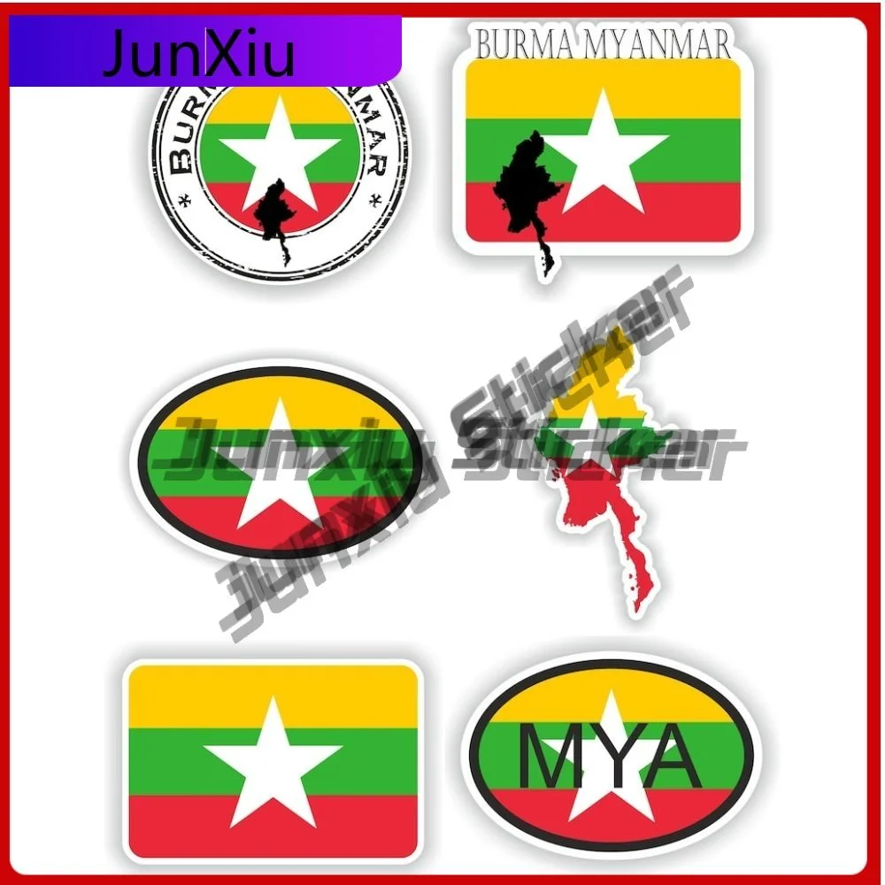 

Burma Myanmar Flag National Emblem Sticker Custom Decals Car Decorations Adventure Motorcycle Stickers Cover Accessories For Suv