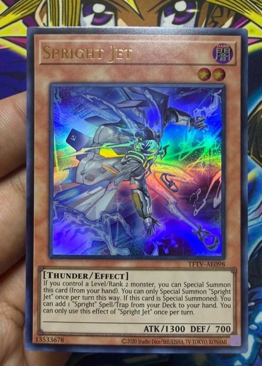 Yugioh KONAMI Duel Monsters TFTV-AE098 Spright Jet Ultra Raro Colección Inglés Asiático Tarjeta Mint