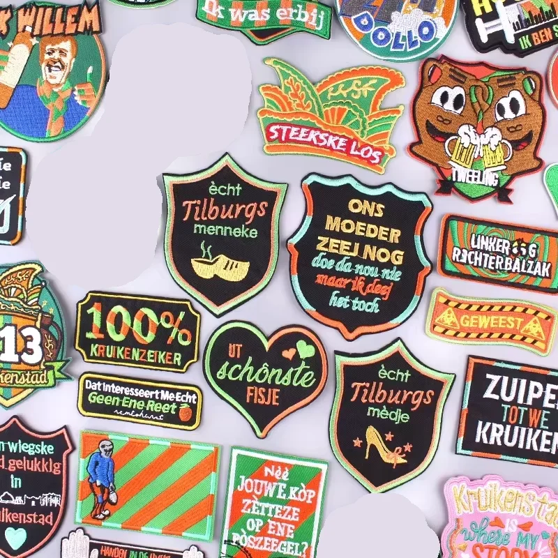 Kruikenstad Karneval Emblem Stickerei Patch Eisen auf Patches DIY Niederlande Karneval Patches für Kleidung bestickt Nähen Abzeichen