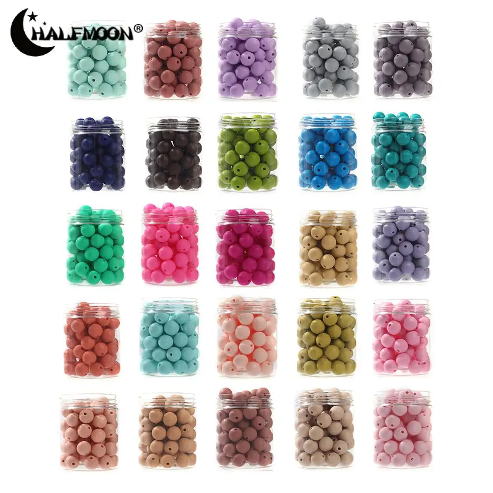 50Pcs Bottled 12mm Silicone Rond Beads or Pacifier Clips Chain Spacing Loose Beads For DIY Jewelry Making Necklace Teether