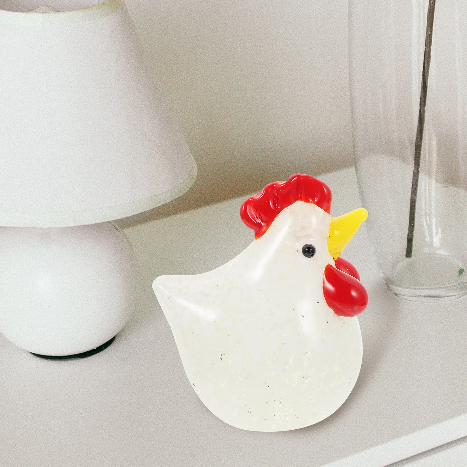 Glass Hen Decoration Desktop Crystal Glass Chicken Statue Creative Home Office Cute Adornment Love Symbol Gift Valentine's Day