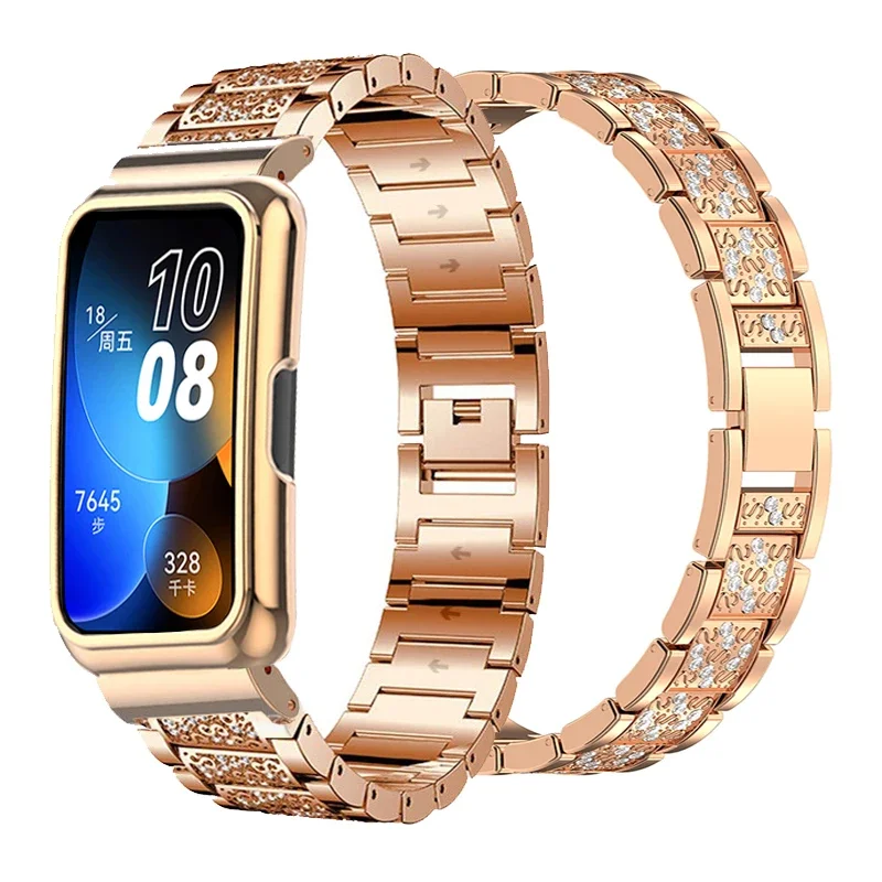 

Браслет с бриллиантами для Huawei Band 8/7/6, металлический корпус, Защитный Браслет Для Huawei Band 6, чехол для Honor band 7 6, ремешок для часов