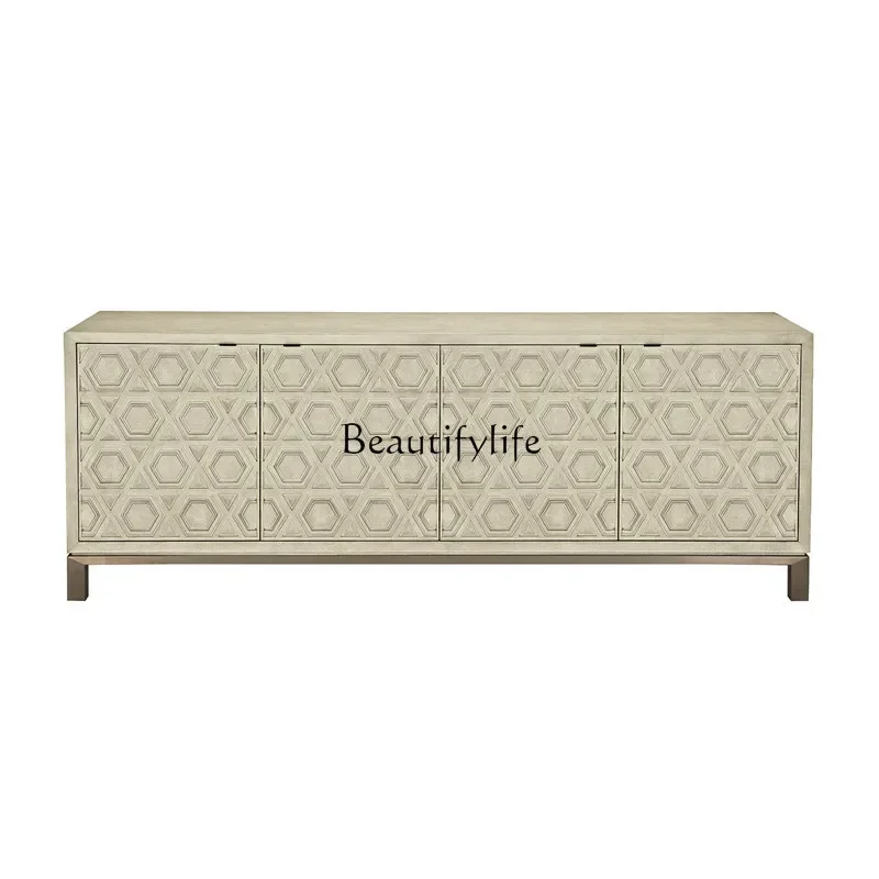 

LXAmerican rural solid wood TV cabinet high modern light luxury carved living room storage cabinet