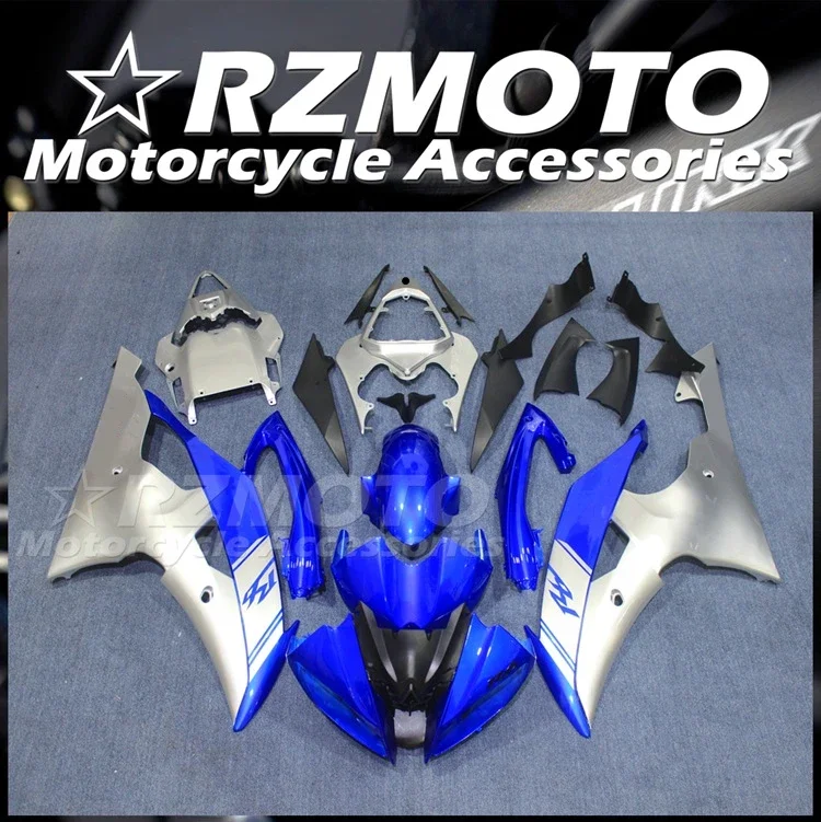 4Gifts New ABS Motorcycle Fairings Kit Fit For YAMAHA YZF- R6 2008 - 2016 08 09 10 11 12 13 14 15 16 Bodywork Set Blue Silver