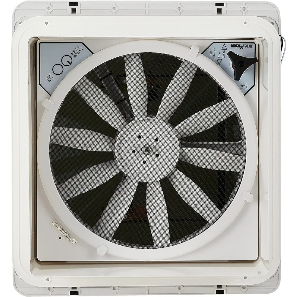 

Vent, Fan & Rain Protection All-in-One, High Powered 4-Speed Exhaust Only Fan, Manual Knob Control, 14"x14", Smoke (00A04401K)