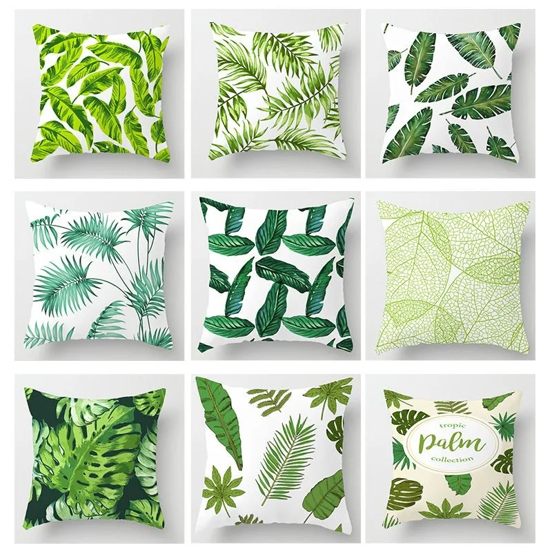 Color Plant Flower Pattern Square Polyester Pillowcase Sofa Living Room Decorative Cushion Cover Bedroom Bedside Pillowcase