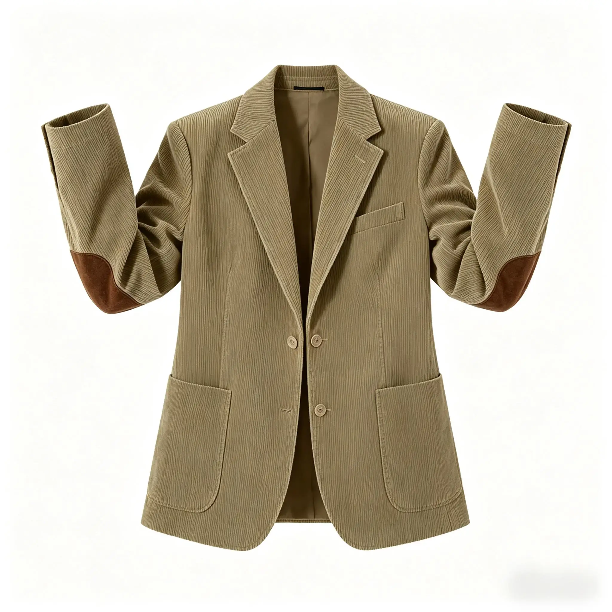 

Men's Vintage Corduroy Blazer Jacket with Elbow Patches Casual Classic Fit Notch Lapel Wrinkle Resistant Suit Coat All Season