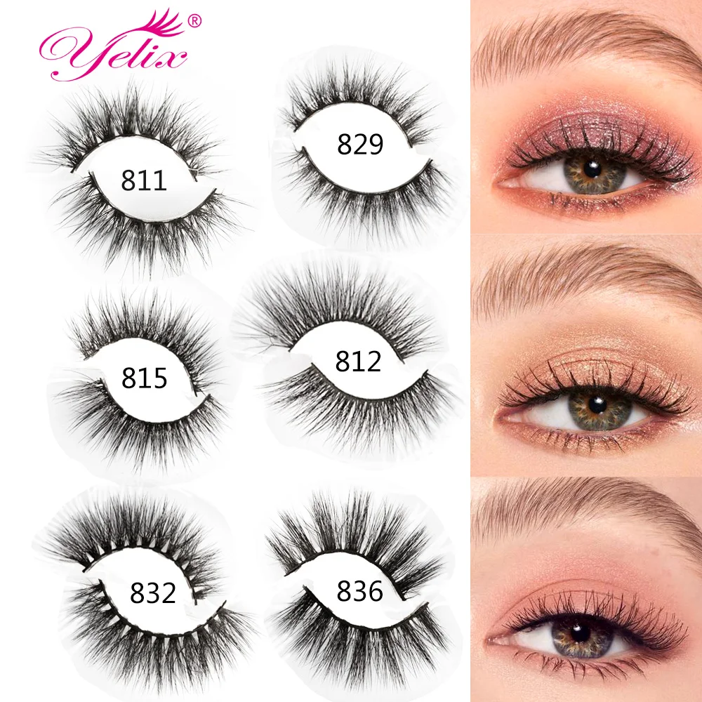 Yelix 3D & 8D Fales Mink Lashes 100% Handmade Fluffy Fake Eyelashes Natural Full Strip Eyelash