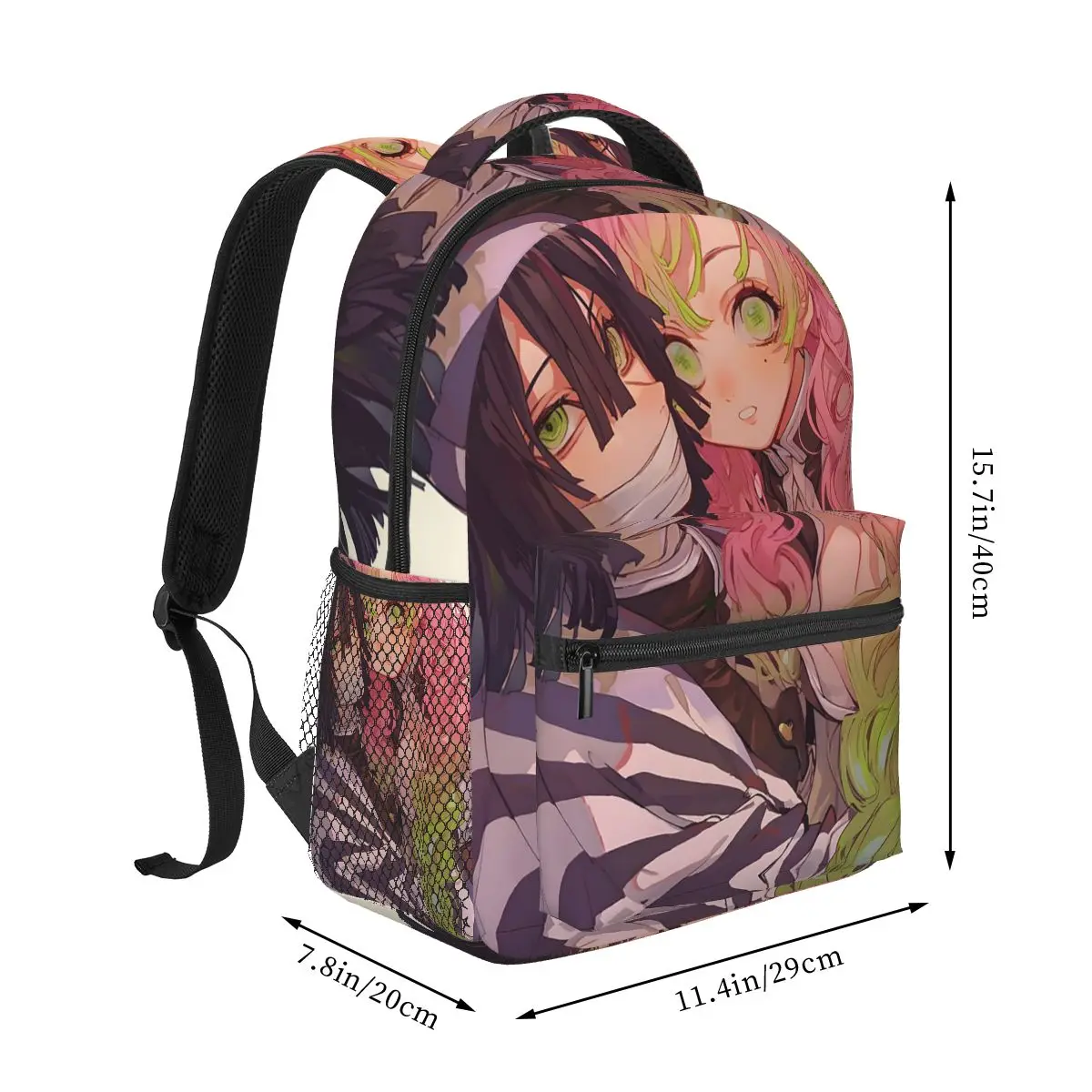 Mitsuri kanroji e iguro obanai mochilas meninos meninas bookbag crianças sacos de escola dos desenhos animados portátil bolsa de ombro