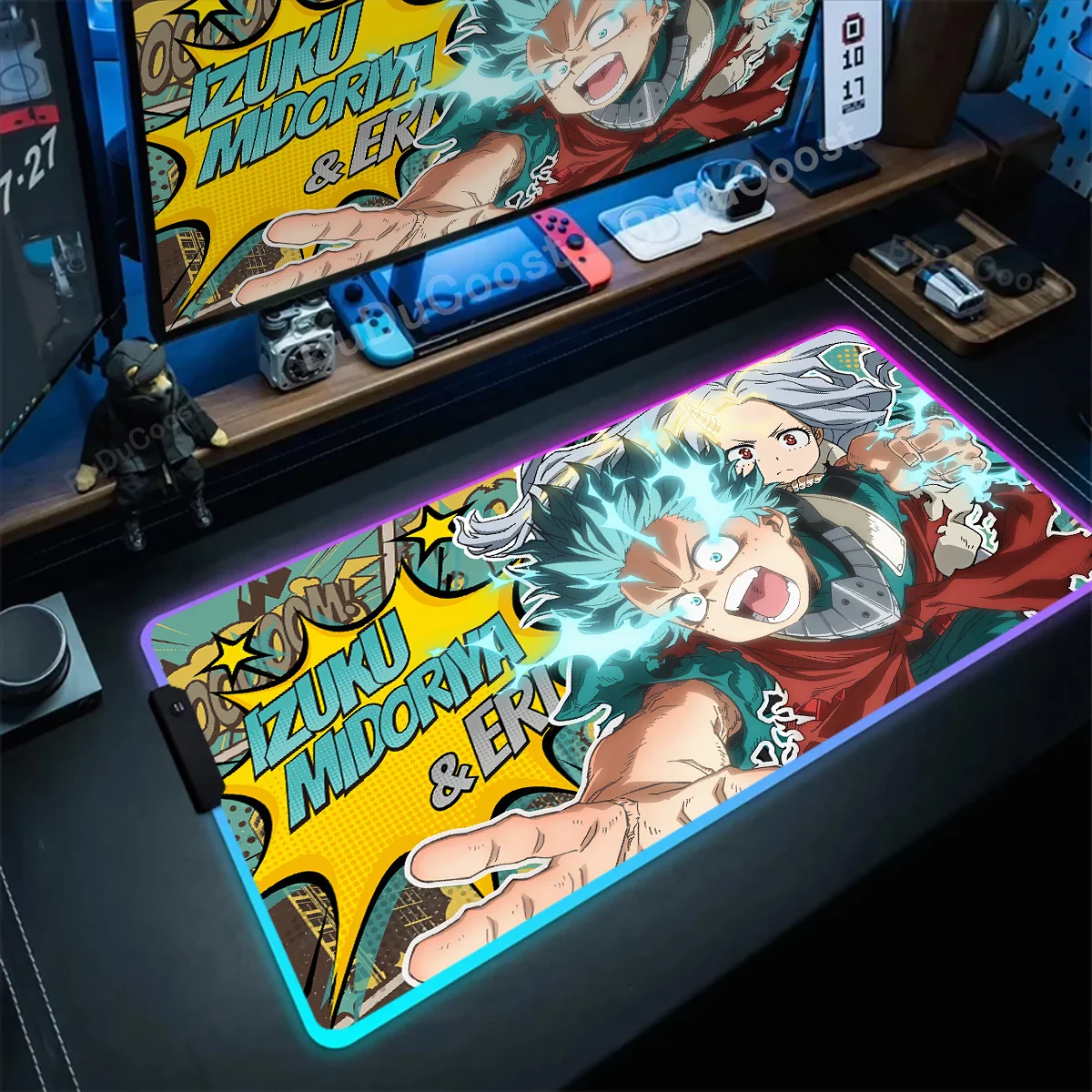 

New RGB Pc Gamer Keyboard Mouse Pad 90x40cm Anime My Hero Academia LED Glowing Mousepad Rubber Non-slip Gaming Computer Mausepad