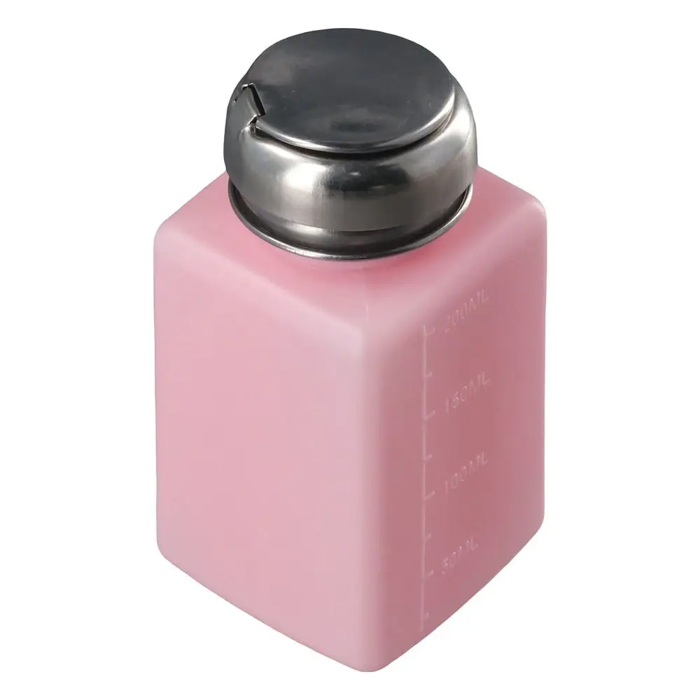 Blue Pink Dispensing Bottle 200mL Plastic Pump Dispenser Square Push Down Pump Dispenser Nail Art