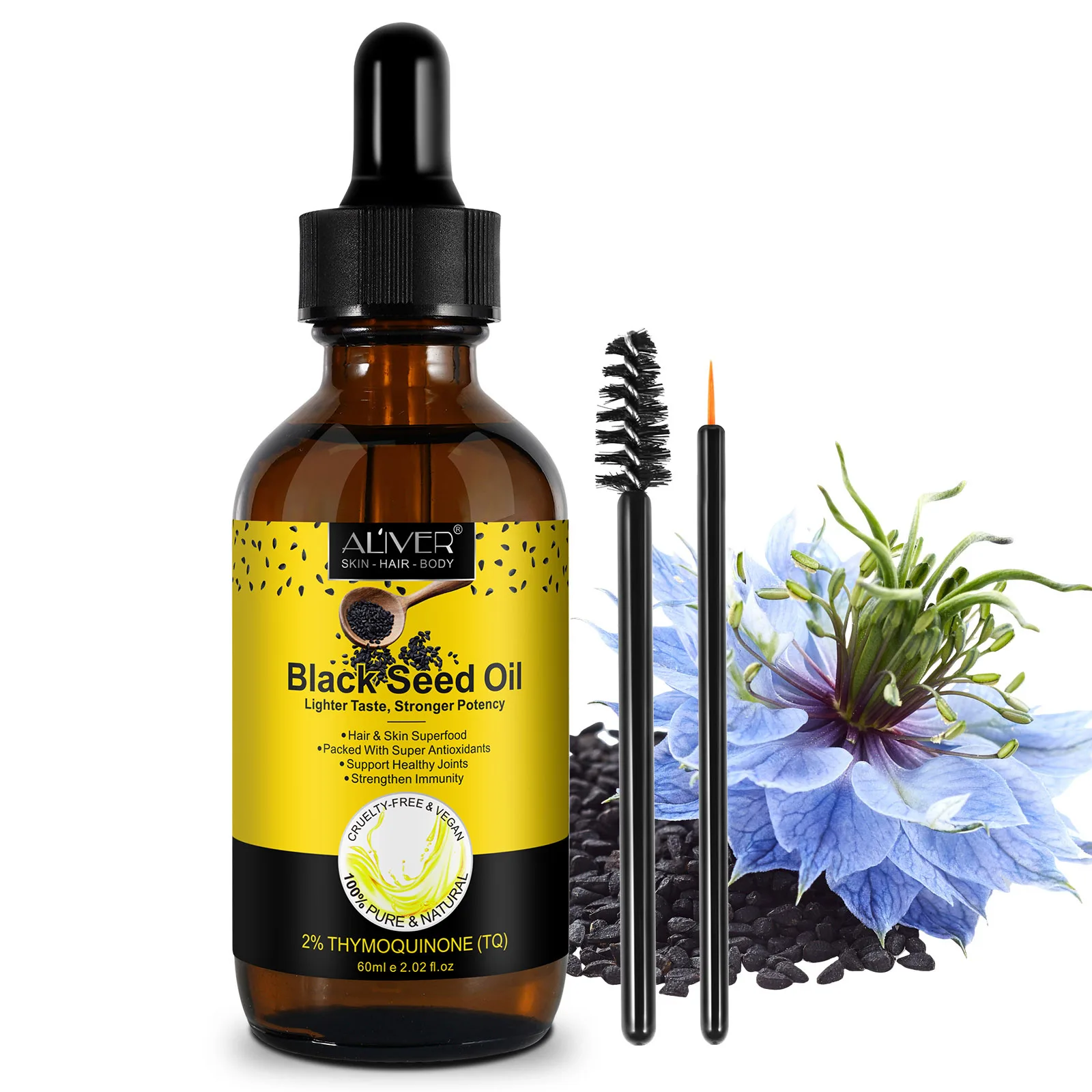 100% Pure Turkish Black Seed Oil | High 2% Thymoquinone (TQ) | Cold Pressed Nigella Sativa for Immunity, Hair & Joint | 60ml