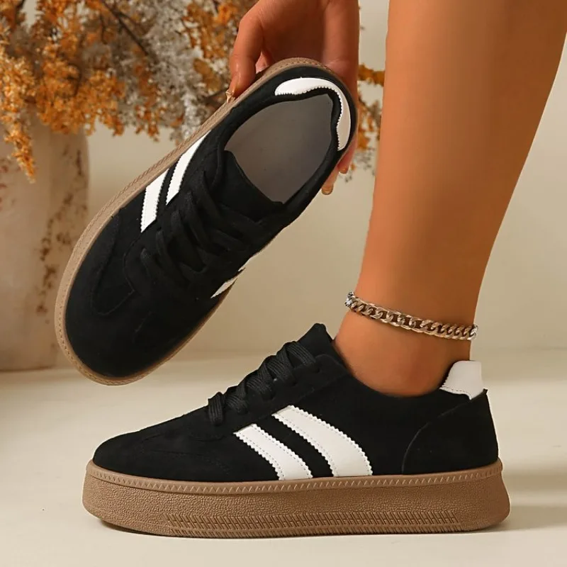 Damen-Sneaker aus Wildleder mit dicker Sohle, rutschfest, atmungsaktiv, zum Schnüren, Low-Top, All-Match, für den täglichen Gebrauch, Outdoor, Freizeit, Wanderschuhe – Detail 21