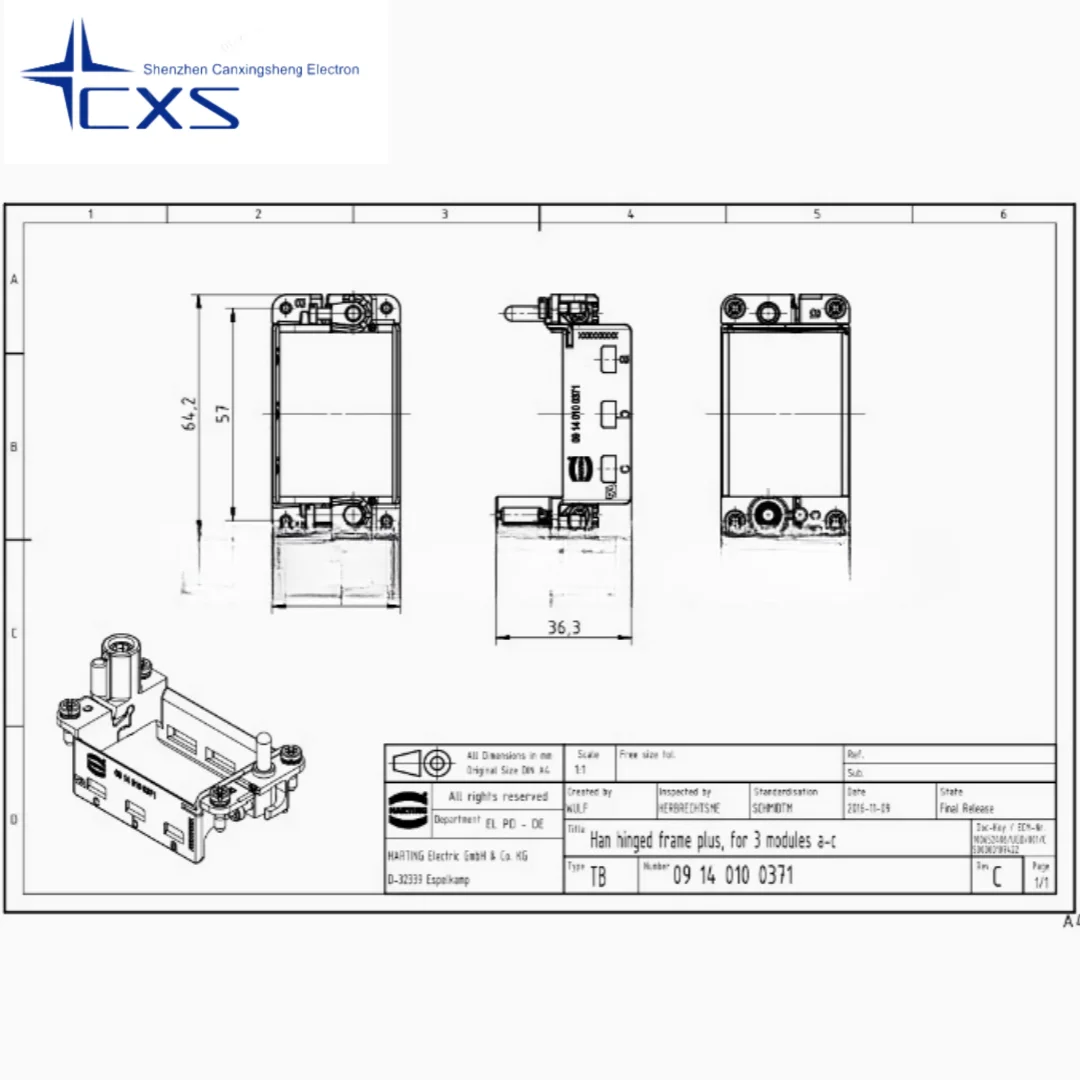 09140100371 HARTING Heavy Duty Frame 10B for 3 modules