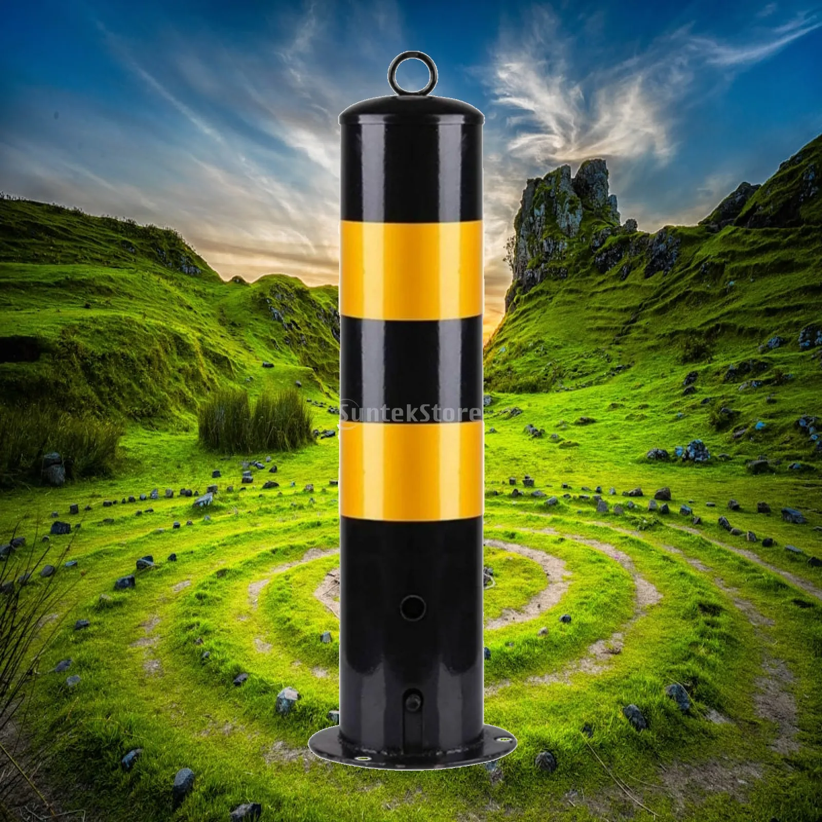 Bollard en acier haute visibilité, poteau de stationnement réfléchissant, bollard anti-collision avec bande réfléchissante, robuste pour le bord de la route