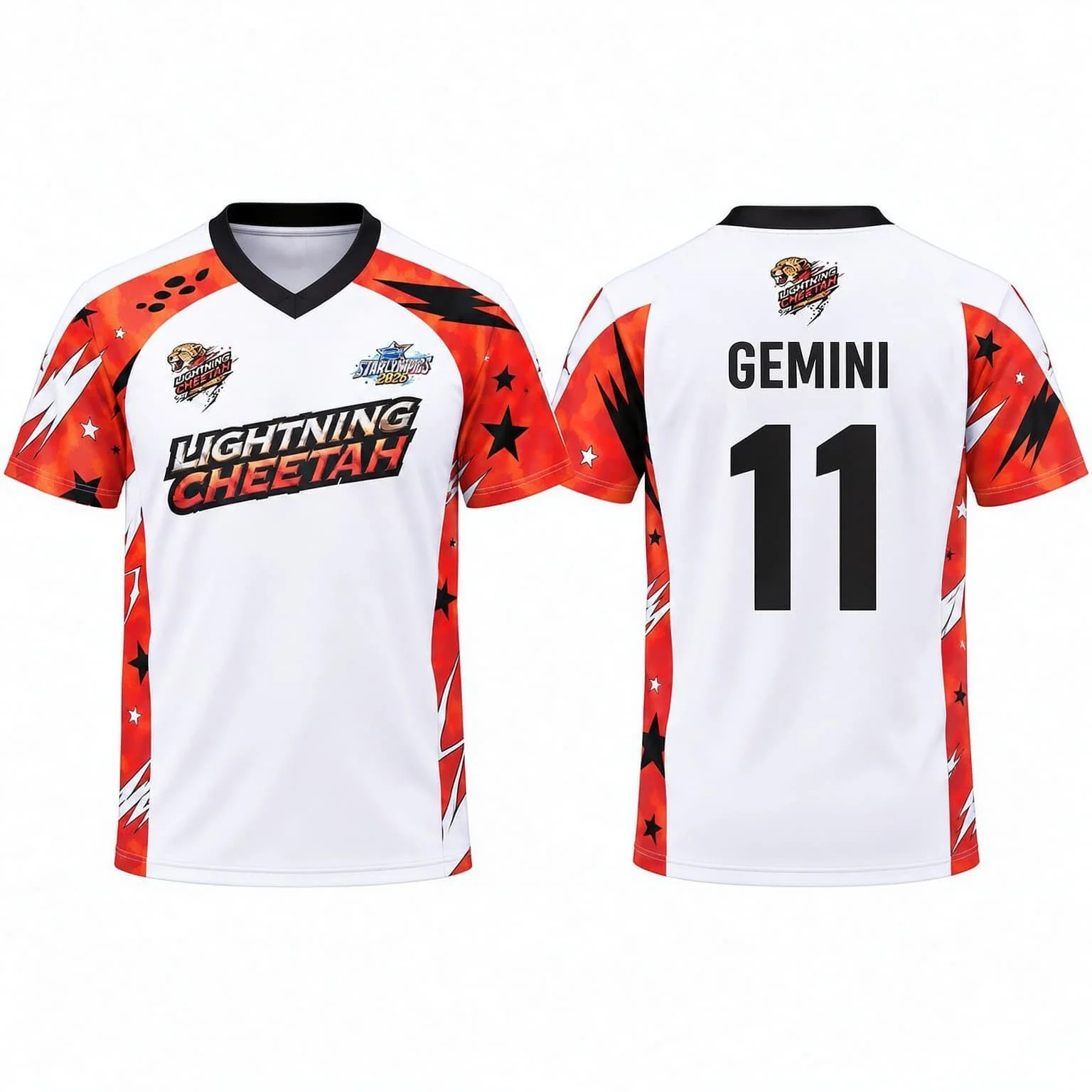 Gmmtv Starlympics 2026 Lightning Cheetah Trikot Thailand Fans Sport Unisex V-Ausschnitt T-Shirt Damen T-Shirt Herren T-Shirt Rotes Team-Trikot – Detail 5