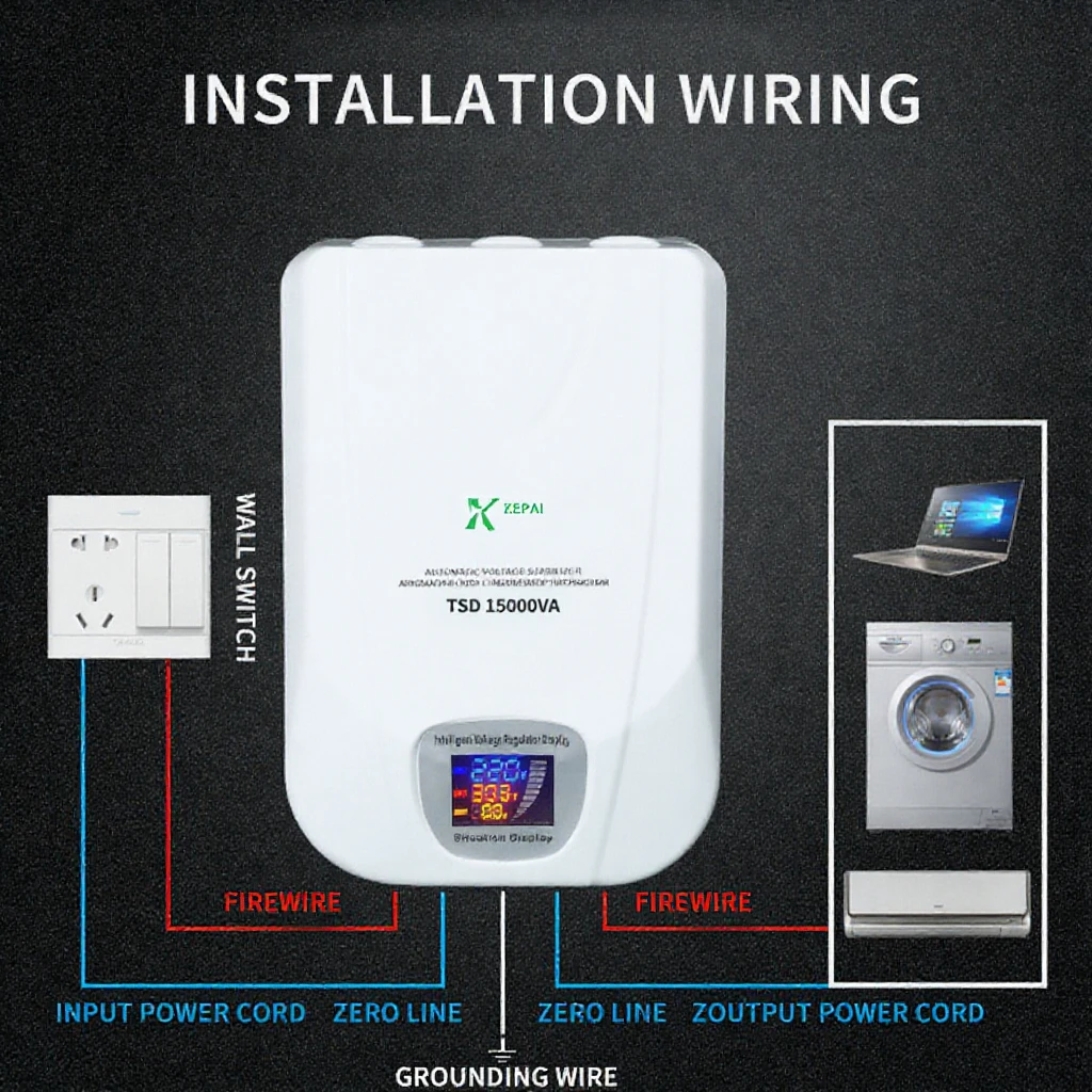 مصنع مخصص TSD-15KVA جدار جبل منظم 220 فولت 100% النحاس الجهد استقرار للأجهزة المنزلية مكيف الهواء
