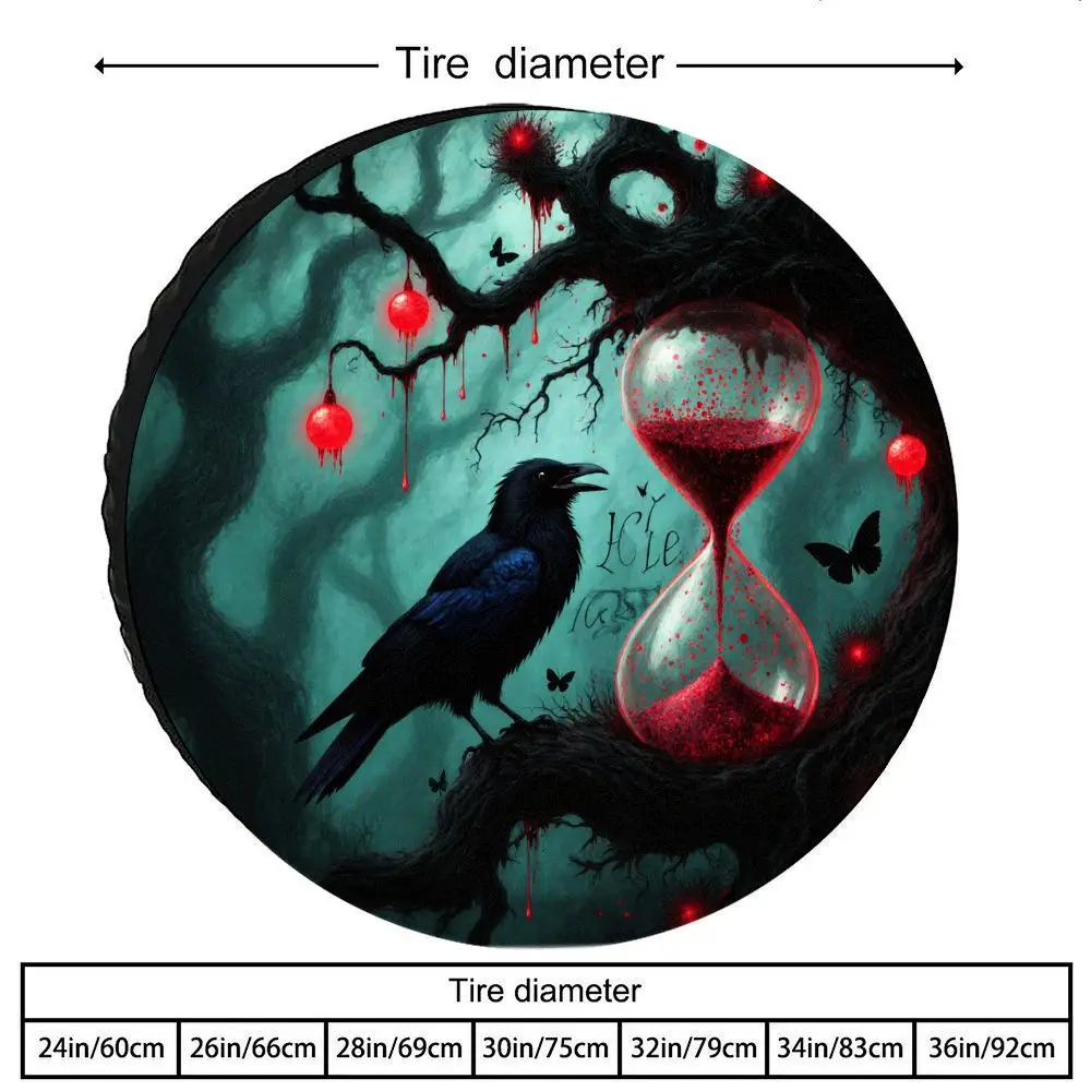 Gothic-Style Twisted Tree Scene Polyester Fiber Spare Tire Cover With A Protective Design To Prevent Scratches, Suitable For Var