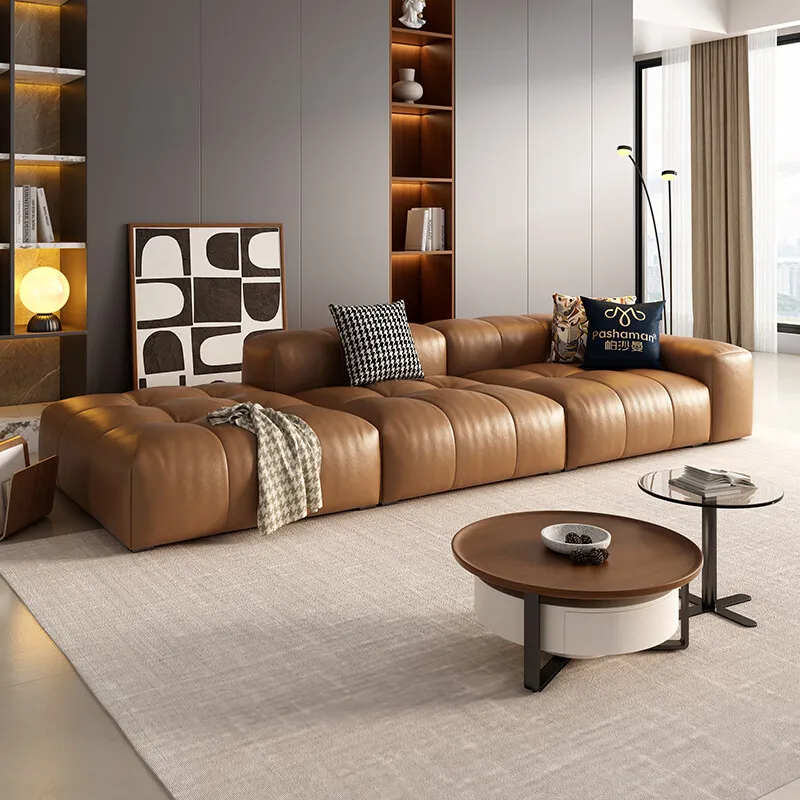 

！@Wholesale L Shape Genuine Real Leather Sofa High Quality Lounges and Sofa Living Room Modern Relaxing Sofa