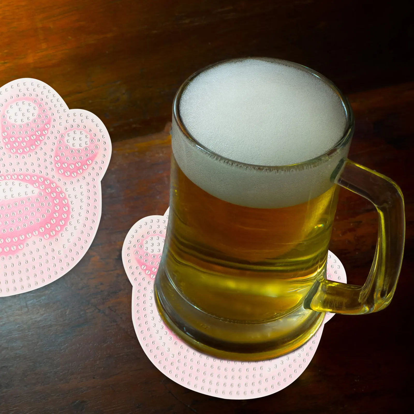 

1Set Diamond Drawing Coasters Kit with Holder Simple DIY Coaster Set for Valentine Birthday Christmas Mother's Day Gift Home