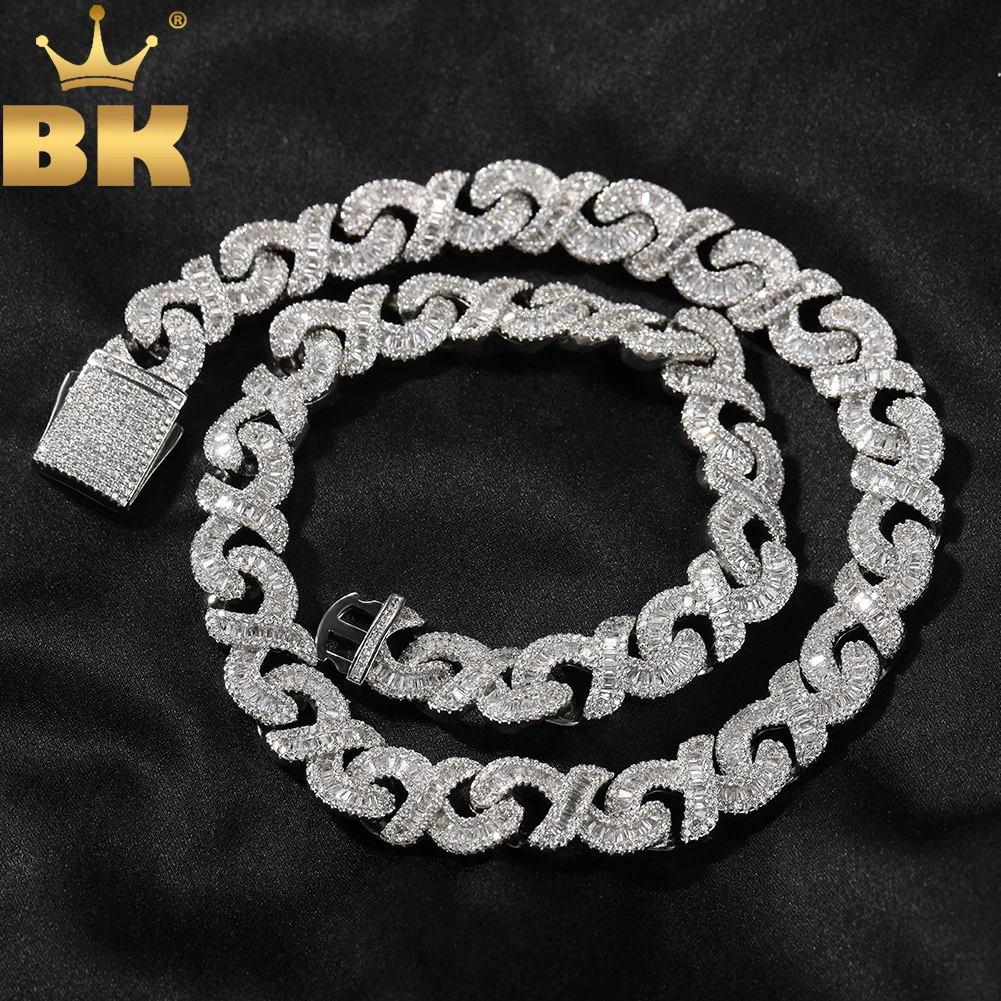 THE BLING KING 12mm Two Tone Infinity Bracelet Black Pink Baguettecz Necklace Iced Out Cubic Zirconia HipHop Jewelry For Gift