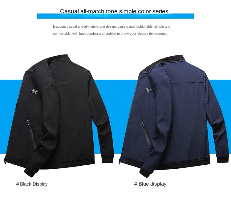 Men's standing collar jacket Casual Fashion Middle-aged Men's Hiking Sports Windproof Top 2024 New Men's Autumn Warm Coat