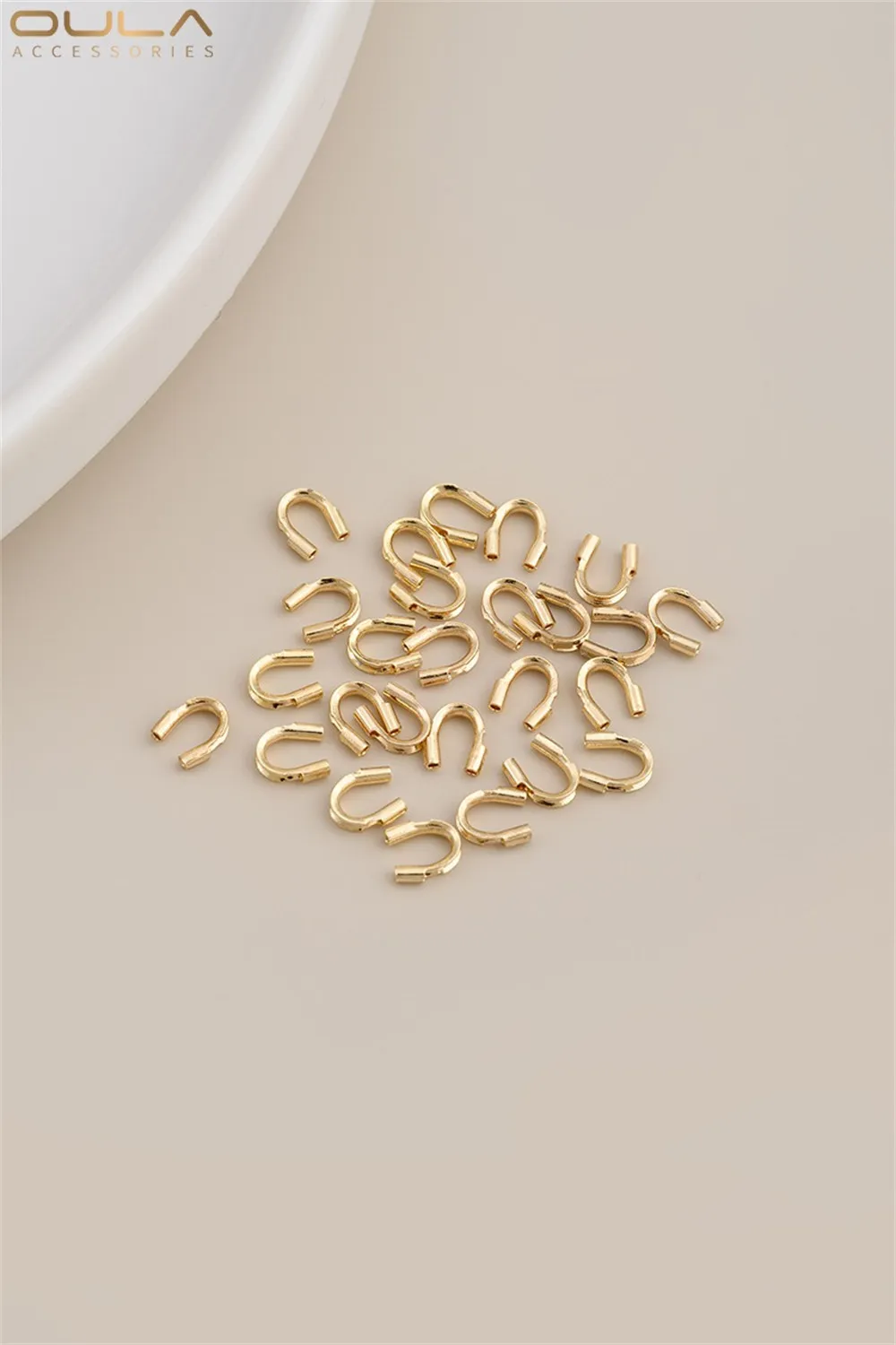 10pcs Diy Handcrafted Accessories for 14K Gold-plated, 18K Gold-silver U-shaped Beaded Steel Wire Wire Protection and End Buckle