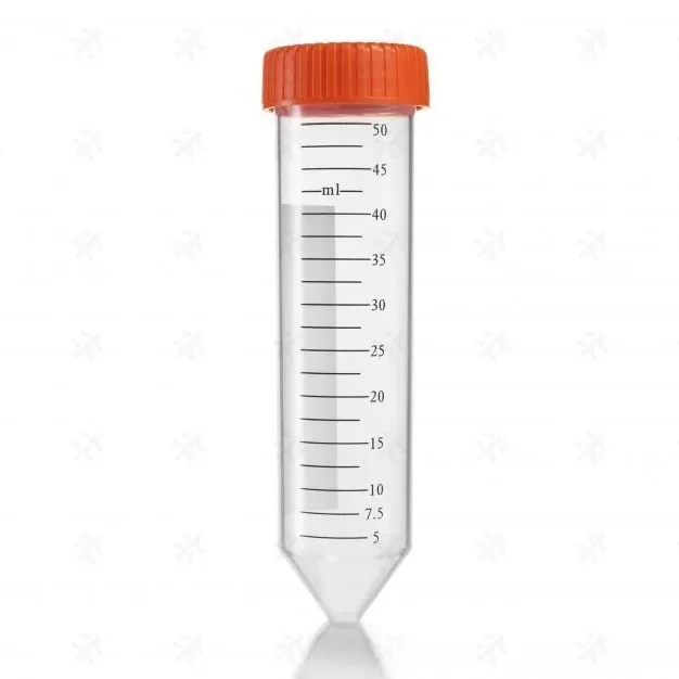 Laboratory plastic 50ML centrifuge tube, white writing area, clear scale