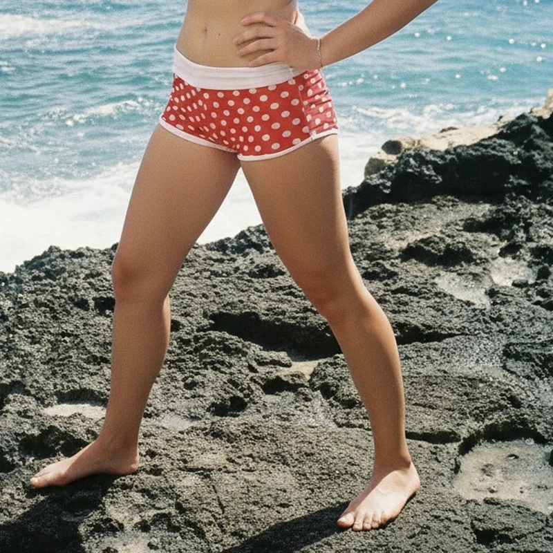 Combhasaki – pyjama d'été Y2k pour femmes, taille basse, coupe cintrée, short pliable, ceinture élastique, imprimé à pois, Patchwork, bas de détente