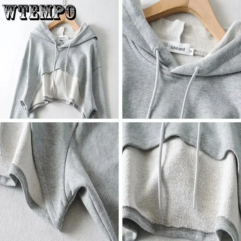 Hoodie Weibliche Hoodie Persönlichkeit Unregelmäßige Crop Ultra Kurze Stil Langarm Top Weibliche Drop Shipping