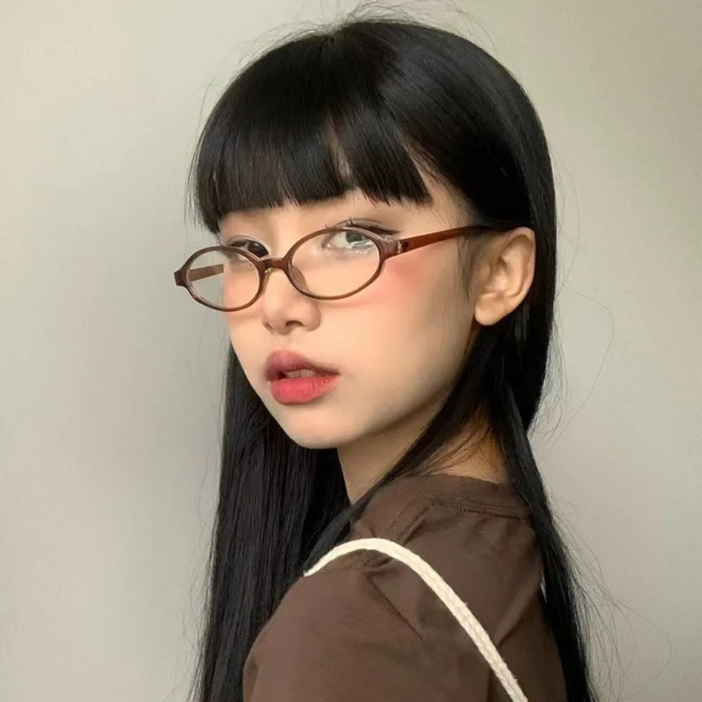 

Trendy Y2K Anti Blue-ray Glasses Retro Lightweight Oval Glasses Leopard Print Transparent Small Frame Eyewear Business