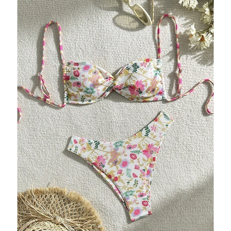 Sexy Bikini Set Women Swimsuit Print Bandage Sexy Beach Biquinis 2026 New Summer Swimwear Fashion Holiday Beachwear Bikini Set