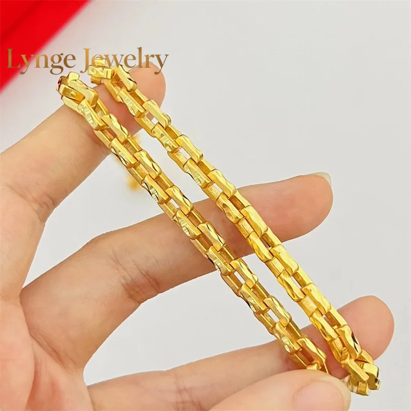 Lynge Jewelry Jin Yicheng Jewelry 9999 24K Real Gold Secret Card Four-Party Men's and Women's Necklace Fashion Accessories