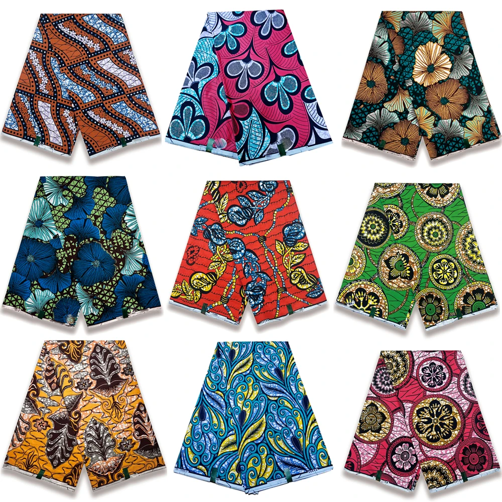 

Африканская восковая ткань высокого качества, супер ткань 100% анкарская восковая ткань с блочным принтом, ткань батик 6 ярдов для свадебной вечеринки