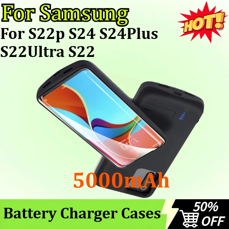 

5000mAh Battery Charger Case Power Bank for Samsung S22 S22p S22Ultra S24 S24Plus Cover Mobile Phone Charger Cover Case