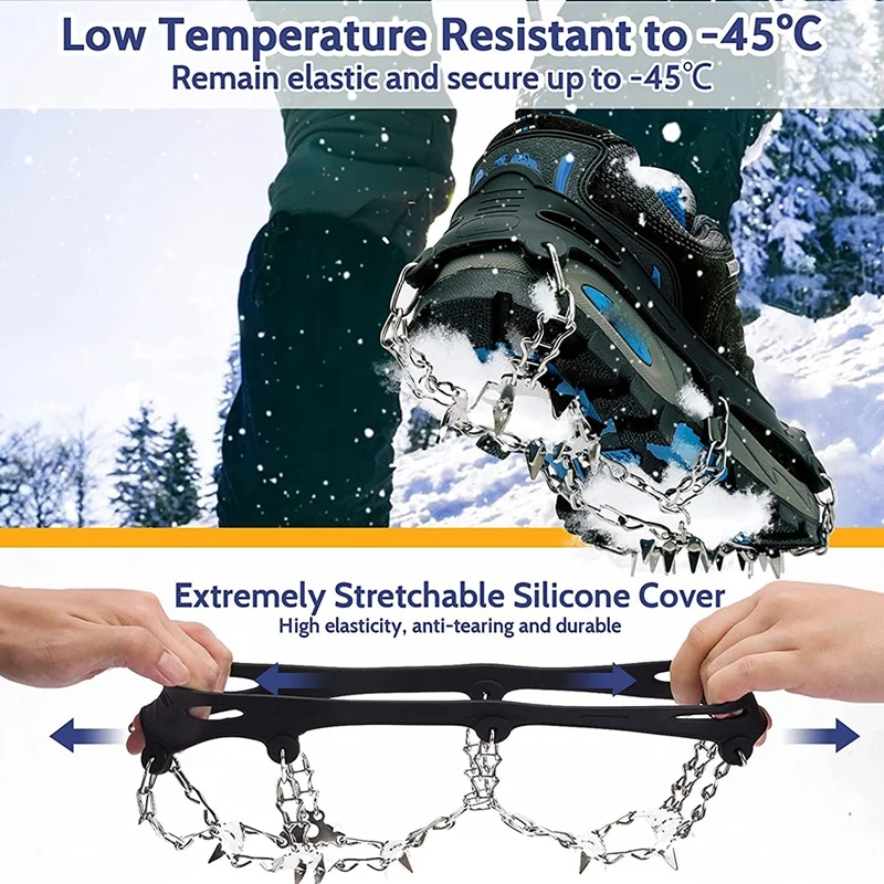 Crampons, Ice Cleats Traction Snow Grips For Boots Shoes Women Men,Upgraded Anti Slip 24 Stainless Steel Spike