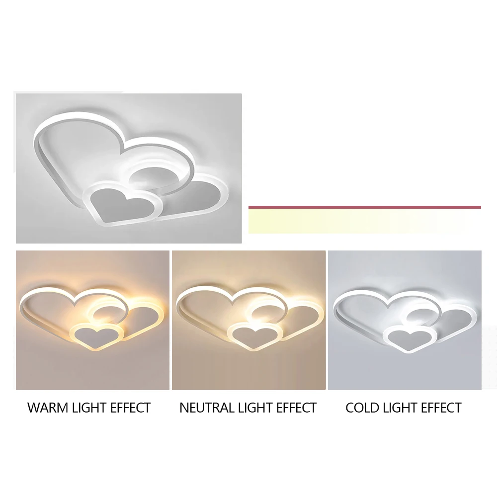 LED Modern Ceiling Light for Children\'s Room Girls Bedroom Ceiling Lamps Dimmable with Remote Control Love Heart Design Acrylic