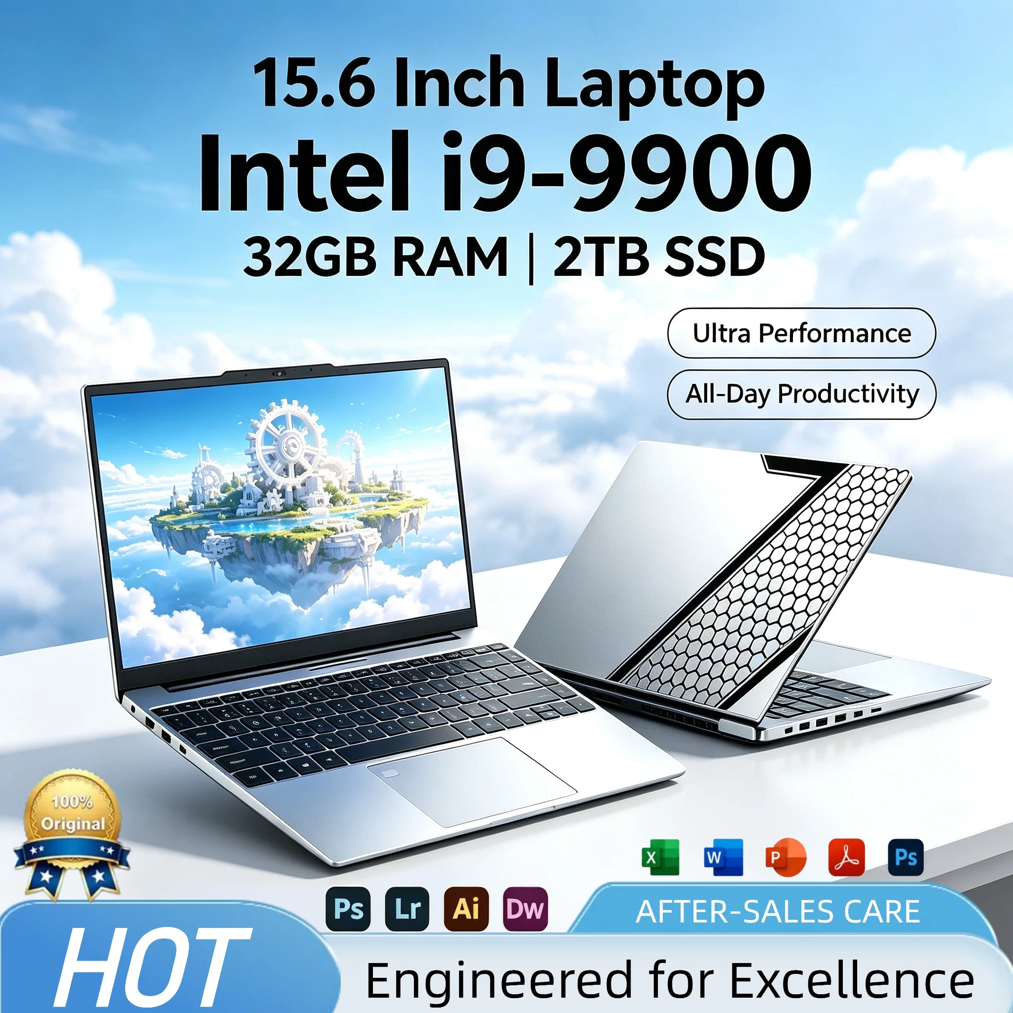 Intel Core i9-9900 Laptop 8C 16T 5.0GHz UHD 630 16GB RAM 2TB SSD High Performance Gaming Notebook Mobile Workstation Pro
