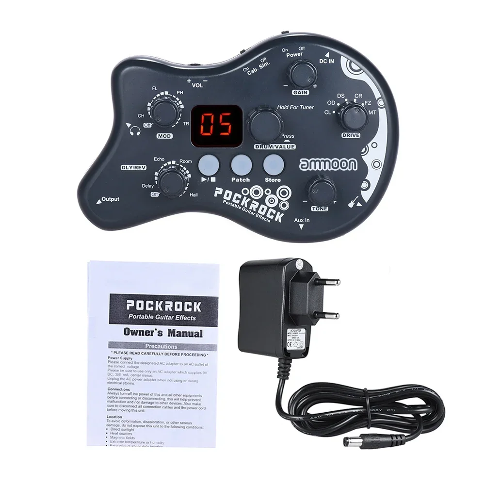 

Lfor Portable Guitar Multi-effects Processor Effect Pedal 15 Effect Types 40 Drum Rhythms Tuning Function With Power Adapter
